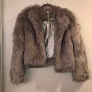 Light grey faux fur jacket brand new with tag